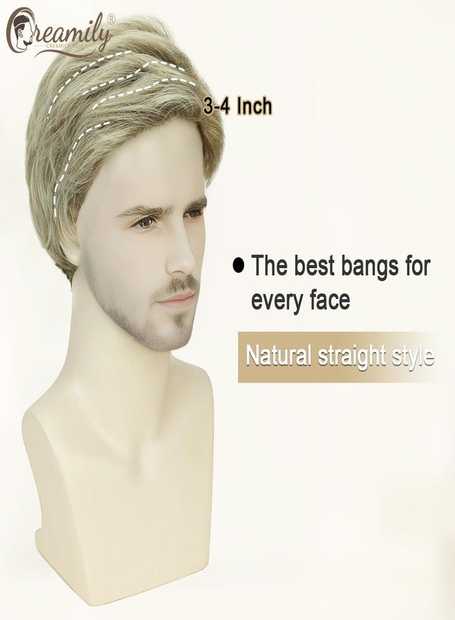 Creamily Mens Wigs Short Hair, Mens Hair Replacement Wig Realistic Mens's Blonde Mixed Brown Wig for Men Synthetic Hair Full Wigs for Male Guy Daily Wear - Image 5